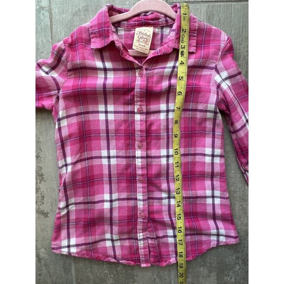 FADED GLORY Girls Long Sleeve Flannel Plaid Button Front Shirt Size XS 4/5 Fall - Picture 4 of 6